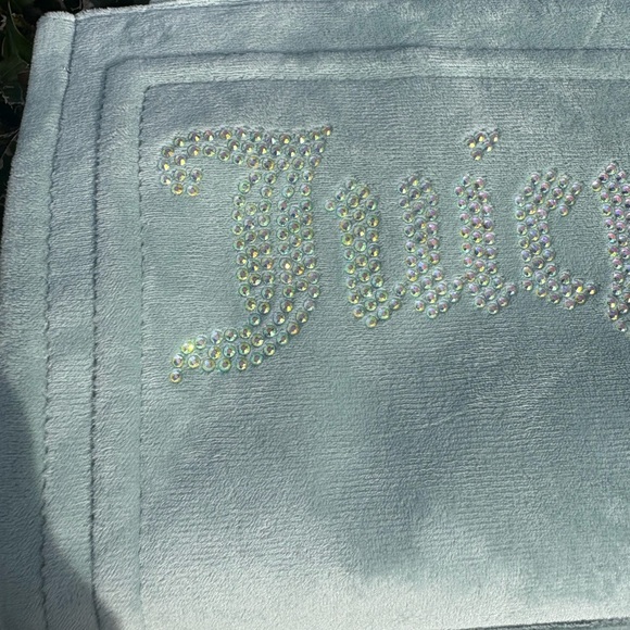 Juicy Couture Mini Spender tote bag top handle blue velour Y2K rhinestones bling - Picture 5 of 16